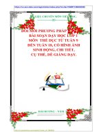 ĐỔI MỚI PHƯƠNG PHÁP DẠY HỌC BÀI SOẠN DẠY HỌC LỚP 1  MÔN  THỂ DỤC TỪ TUẦN 9  ĐẾN TUẦN 18, CÓ HÌNH ẢNH  SINH ĐỘNG, CHI TIẾT,  CỤ THỂ, DỄ GIẢNG DẠY.