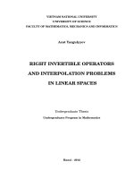 Luận văn toán học RIGHT INVERTIBLE OPERATORS AND INTERPOLATION PROBLEMS IN LINEAR SPACES