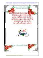 ĐỔI MỚI PHƯƠNG PHÁP DẠY HỌC BÀI SOẠN DẠY HỌC LỚP 1  MÔN  THỂ DỤC TỪ TUẦN 1  ĐẾN TUẦN 10, CÓ HÌNH ẢNH  SINH ĐỘNG, CHI TIẾT,  CỤ THỂ, DỄ GIẢNG DẠY.