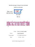 Tiểu luận kỹ năng dạy học Động tác tay khi thuyết trình
