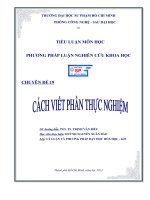 tiểu luận phương pháp nghiên cứu khoa học chuyên đề cách viết phần thực nghiệm