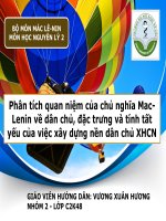 Phân tích quan niệm của chủ nghĩa MacLenin về dân chủ, đặc trưng và tính tất yếu của việc xây dựng nền dân chủ XHCN