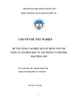Chuyên đề tốt nghiệp: Nâng cao hiệu quả sử dụng vốn kinh doanh tại Công ty CP Đầu tư xây dựng và Thương mại Thái Anh