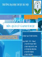 MÔN : QUẢN LÝ VÀ KINH TẾ DƯỢC