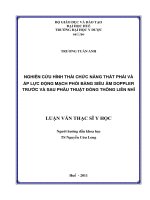 Nghiên cứu hình thái chức năng thất phải và áp lực động mạch phổi bằng siêu âm Doppler trước và sau phẫu thuật đóng thông liên nhĩ