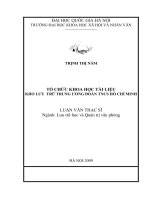 Tổ chức khoa học tài liệu Kho lưu trữ Trung ương Đoàn TNCS Hồ Chí Minh