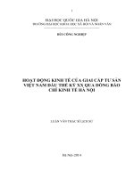 Hoạt động kinh tế của giai cấp tư sản Việt Nam đầu thế kỉ XX qua dòng báo chí kinh tế Hà Nội