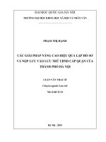 Các giải pháp nâng cao hiệu quả lập hồ sơ và nộp lưu trữ UBND cấp quận của thành phố Hà Nội