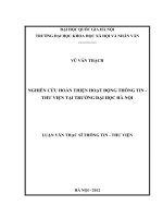 Nghiên cứu hoàn thiện hoạt động thông tin - thư viện tại trường Đại học Hà Nội