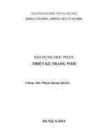 NỘI DUNG HỌC PHẦN THIẾT KẾ TRANG WEB