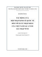Tác động của hội nhập kinh tế quốc tế đối với xuất nhập khẩu của Việt Nam sau 4 năm gia nhập WTO