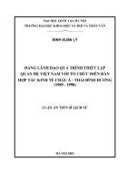 Đảng lãnh đạo quá trình thiết lập quan hệ Việt Nam với tổ chức diễn đàn hợp tác kinh tế Châu Á - Thái Bình Dương (1989 - 1998