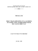 Thực trạng đời sống của lao động nữ khu công nghiệp Đình Trám Bắc Giang hiện nay