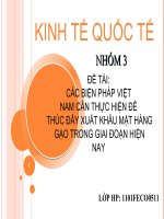 Kinh tế Quốc tế _ CÁC BIỆN PHÁP VIỆT  NAM CẦN THỰC HIỆN ĐỂ  THÚC ĐẨY XUẤT KHẨU MẶT HÀNG GẠO TRONG GIAI ĐOẠN HIỆN NAY