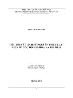 Tiểu thuyết lịch sử Nguyễn Triệu Luật nhìn từ góc độ văn hóa và thi pháp