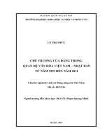 Chủ trương của Đảng trong quan hệ văn hóa Việt Nam – Nhật Bản từ năm 1993 đến năm 2011