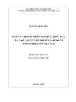 Chính sách phát triển ngành tự động hóa của Đài Loan từ năm 1980 đến năm 2005 và kinh nghiệm với Việt Nam