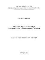 Nhu cầu đọc tại thư viện nhà thiếu nhi thành phố Hồ Chí Minh