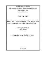 Niềm tin vào Đạo Phật của người cao tuổi tại huyện Duy Tiên - tỉnh Hà Nam