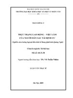 Thực trạng lao động - việc làm của người dân sau tái định cư (Nghiên cứu trường hợp tại Khu kinh tế Dung Quất tỉnh Quảng Ngãi