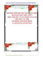 ĐỔI MỚI PHƯƠNG PHÁP DẠY HỌC  BÀI SOẠN DẠY HỌC LỚP 5  MÔN THỂ DỤC TUẦN 25 ĐẾN TUẦN 28  CHI TIẾT, CỤ THỂ  CÓ HÌNH ẢNH SINH ĐỘNG  VÀ DỄ DÀNG GIẢNG DẠY.