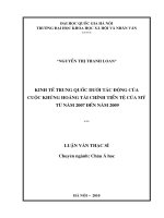 Kinh tế Trung Quốc dưới tác động của cuộc khủng hoảng tài chính tiền tệ của Mỹ từ năm 2007 đến năm 2009