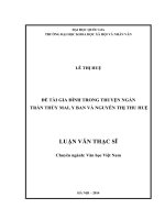 Đề tài gia đình trong truyện ngắn Trần Thùy Mai, Y Ban và Nguyễn Thị Thu Huệ