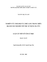 Nghiên cứu thái độ của trẻ lang thang trên địa bàn Hà Nội đối với việc sử dụng ma tuý