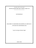 Hoạt động vui chơi trong nhà trường của trẻ em lứa tuổi mầm non thành phố Hà Nội