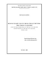 Bổ sung tài liệu vào các Trung tâm lưu trữ tỉnh - Thực trạng và giải pháp