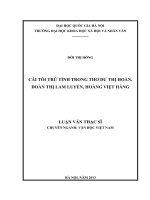 Cái tôi trữ tình trong thơ Dư Thị Hoàn, Đoàn Thị Lam Luyến, Hoàng Việt Hằng
