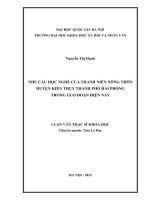 Nhu cầu học nghề của thanh niên nông thôn huyện Kiến Thụy thành phố Hải Phòng trong giai đoạn hiện nay