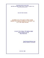 Nghiên cứu ứng dụng công nghệ thông tin trong chỉnh lý tài liệu tại lưu trữ hiện hành