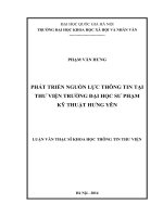 Phát triển nguồn lực thông tin tại Thư viện Trường Đại học Sư phạm Kỹ thuật Hưng Yên