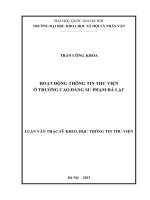 Hoạt động thông tin thư viện ở Trường Cao đẳng Sư phạm Đà Lạt