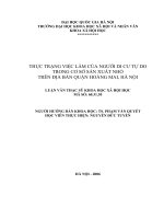 Thực trạng việc làm của người di cư tự do trong cơ sở sản xuất nhỏ trên địa bàn quận Hoàng Mai, Hà Nội