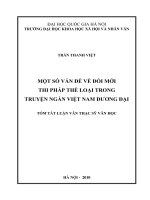 Một số vấn đề đổi mới thi pháp thể loại trong truyện ngắn Việt Nam đương đại
