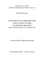 Vấn đề thông tin và định hướng trên trang văn hoá văn nghệ của báo đoàn thanh niên