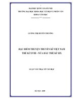 Đặc điểm truyện truyền kì Việt Nam thế kỉ XVIII - nửa đầu thế kỉ XIX