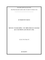 Tiếp xúc văn hoá Đông – Tây trên lĩnh vực giáo dục qua Nam Phong tạp chí