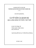 Ca từ dân ca quan họ qua lăng kính vô thức tập thể