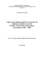 Việt Nam trong hợp tác quốc tế phòng chống ma tuý ở tiểu vùng sông Mê Kông giai đoạn 1993 - 2003