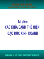 Bài giảng môn học Đạo đức kinh doanh CÁC KHÍA CẠNH THỂ HIỆN ĐẠO ĐỨC KINH DOANH