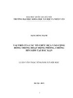 Vai trò của các tổ chức dựa vào cộng đồng trong hoạt động phòng, chống HIV AIDS tại Bắc Kạn