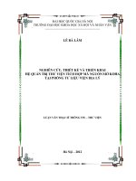 Nghiên cứu, thiết kế và triển khai hệ quản trị thư viện tích hợp mã nguồn mở KOHA tại phòng tư liệu viện Địa lý
