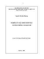 Nghiên cứu đặc điểm ngôn ngữ văn bản thông cáo báo chí