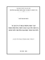 Tự quản lý hoạt động học tập theo phương thức đào tạo tín chỉ của sinh viên trường đại học Thái Nguyên