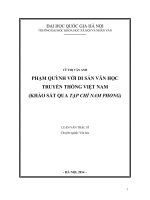Phạm Quỳnh với di sản văn học truyền thống Việt Nam (Khảo sát quá Tạp chí Nam Phong
