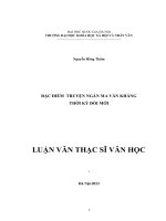 Đặc điểm truyện ngắn Ma Văn Kháng thời kỳ đổi mới