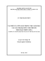 Vai trò của tôn giáo trong việc giáo dục các giá trị đạo đức cho trẻ em theo đạo Thiên chúa (nghiên cứu trường hợp một số Giáo xứ trên địa bàn Hà Nội